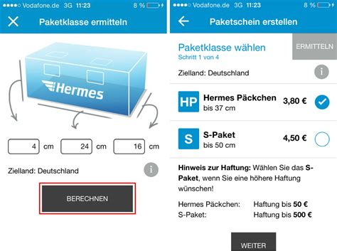 my Hermes app paketschein